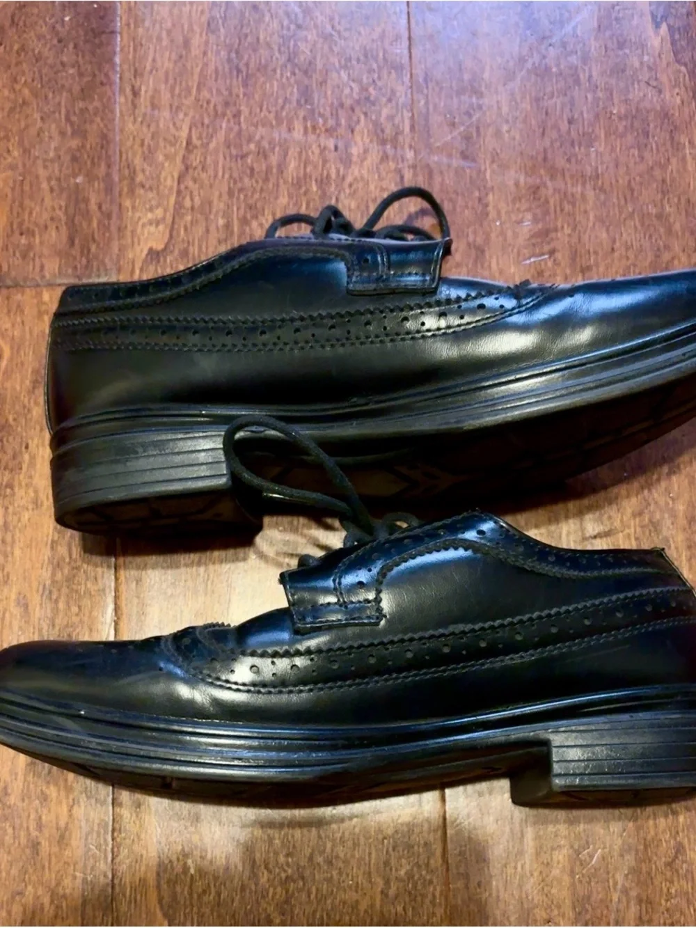 Deer Stags Boys Black Wingtip Dress Shoes Size 3 Wide (3W) Lace Up‎ Oxford